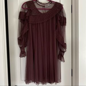 Zara Tulle Dress in Burgundy